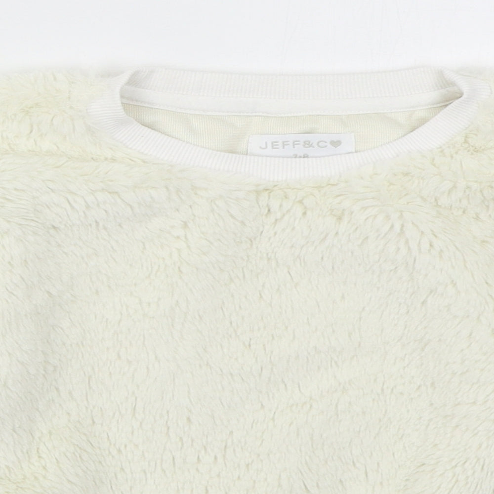 Jeff & Co Girls Ivory  Cotton Pullover Sweatshirt Size 7-8 Years  Pullover