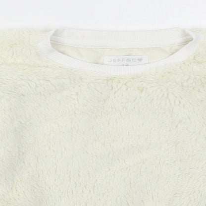 Jeff & Co Girls Ivory  Cotton Pullover Sweatshirt Size 7-8 Years  Pullover