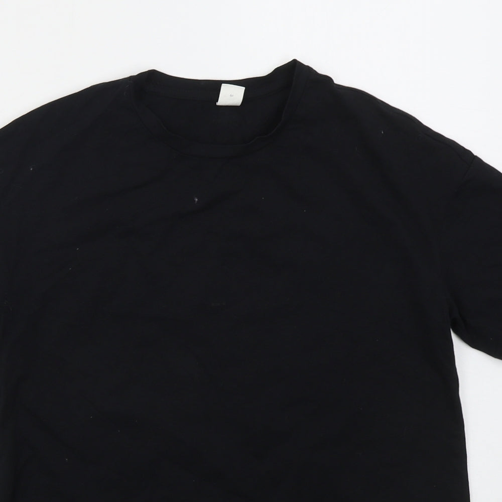 SheIn Girls Black  Cotton Basic T-Shirt Size 10 Years Crew Neck Pullover - Just Give Yourself A Smile
