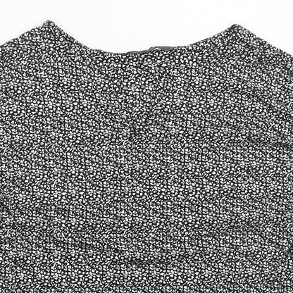 F&F Womens Black Floral Viscose Basic T-Shirt Size 12 Round Neck