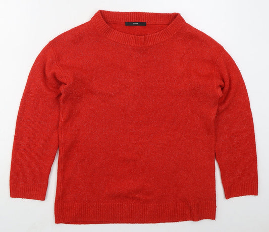 George Womens Red Crew Neck  Acrylic Pullover Jumper Size 8