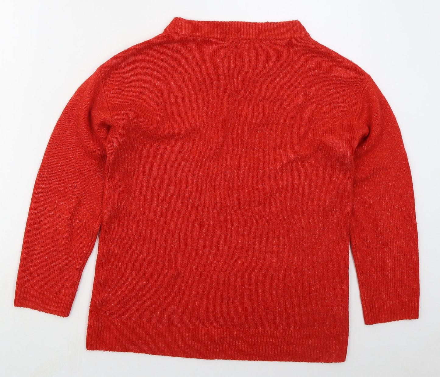 George Womens Red Crew Neck  Acrylic Pullover Jumper Size 8