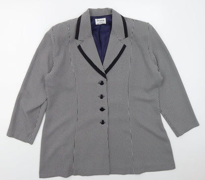 Prima Womens Blue Geometric Polyester Jacket Suit Jacket Size 20