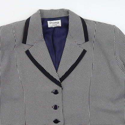 Prima Womens Blue Geometric Polyester Jacket Suit Jacket Size 20