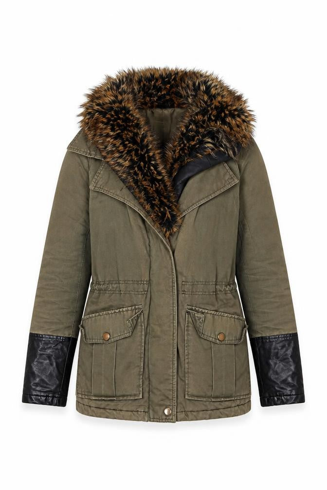 Womens UK Size 10 Papaya Green Parka Coat