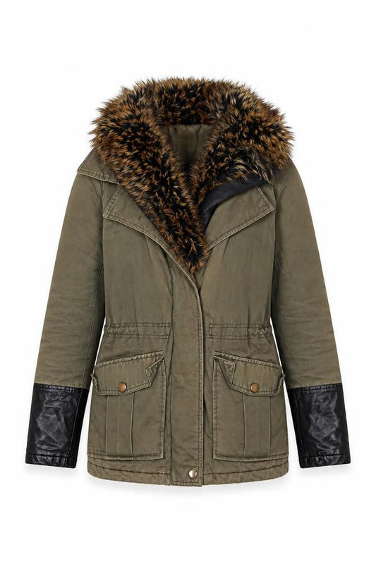 Womens UK Size 10 Papaya Green Parka Coat
