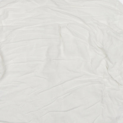 H&M Womens White  Viscose Basic Button-Up Size 14 V-Neck