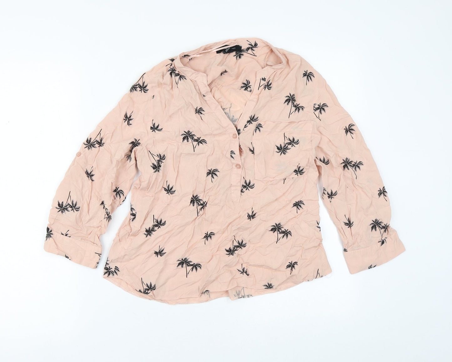 Atmosphere Womens Pink Geometric Viscose Tunic Blouse Size 10 V-Neck