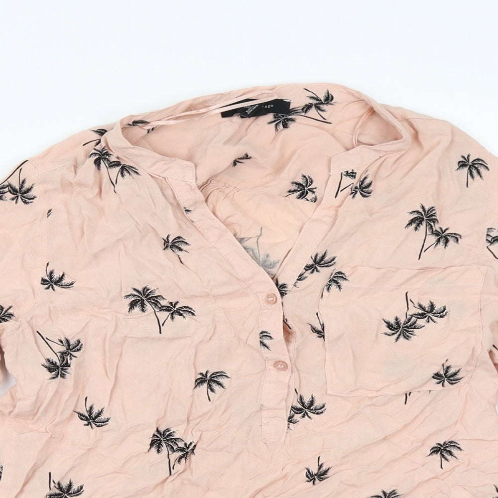 Atmosphere Womens Pink Geometric Viscose Tunic Blouse Size 10 V-Neck