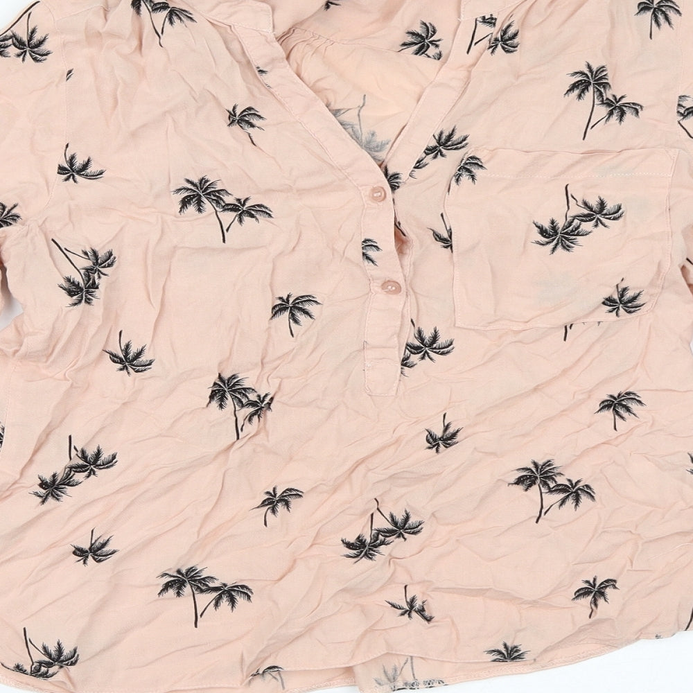 Atmosphere Womens Pink Geometric Viscose Tunic Blouse Size 10 V-Neck