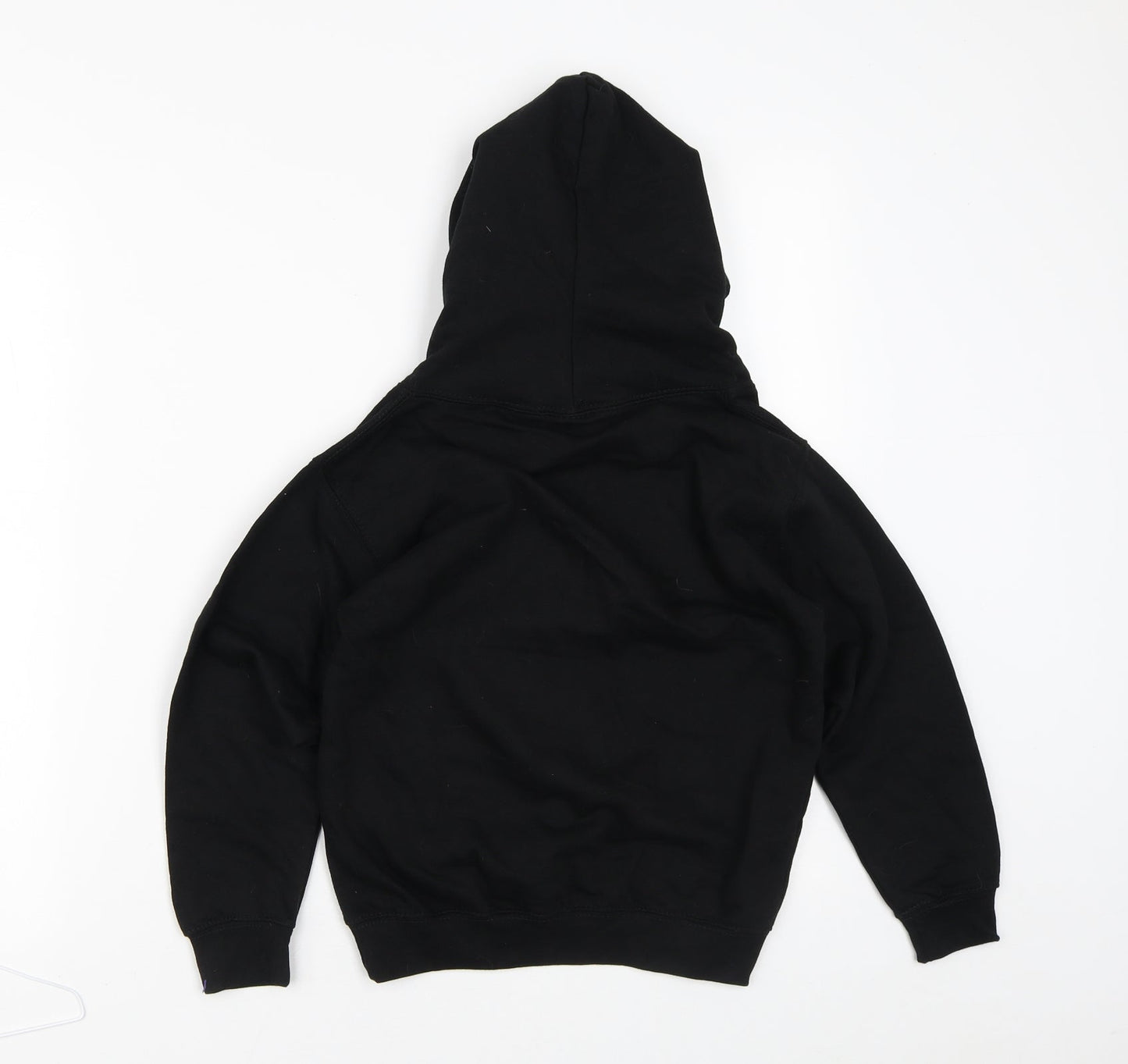 Just Hoods Boys Black  Cotton Pullover Hoodie Size 7-8 Years
