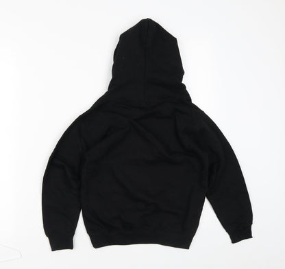 Just Hoods Boys Black  Cotton Pullover Hoodie Size 7-8 Years