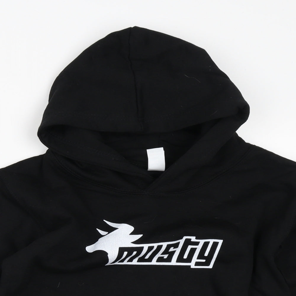 Just Hoods Boys Black  Cotton Pullover Hoodie Size 7-8 Years
