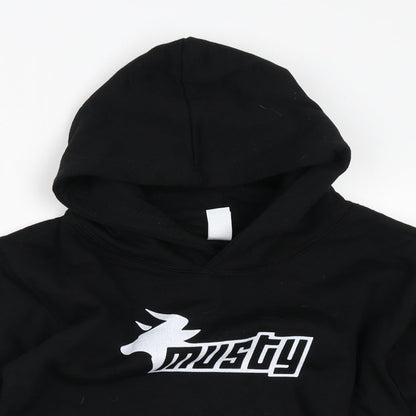 Just Hoods Boys Black  Cotton Pullover Hoodie Size 7-8 Years