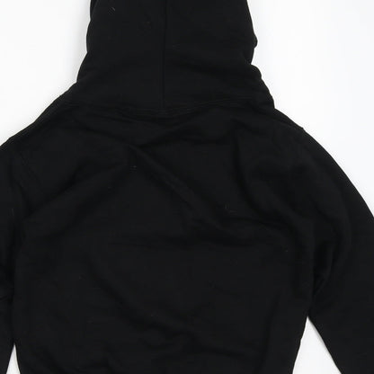 Just Hoods Boys Black  Cotton Pullover Hoodie Size 7-8 Years