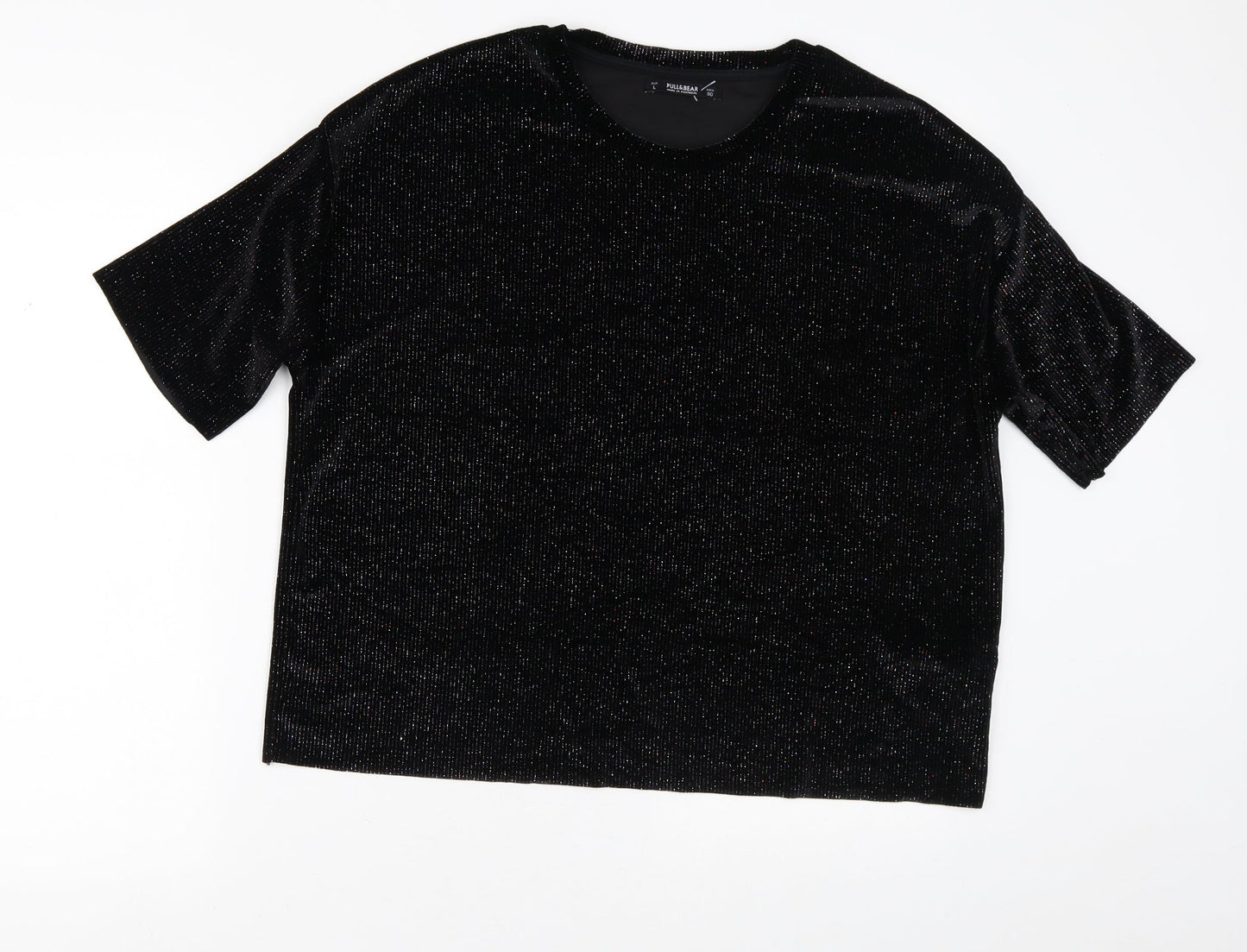 Womens UK Size L Pull&Bear Black Basic T-Shirt