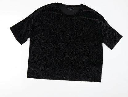 Womens UK Size L Pull&Bear Black Basic T-Shirt