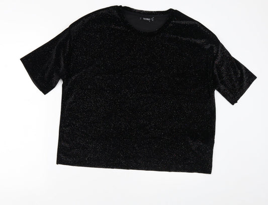 Womens UK Size L Pull&Bear Black Basic T-Shirt