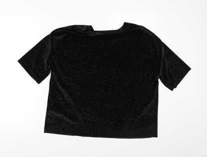 Womens UK Size L Pull&Bear Black Basic T-Shirt