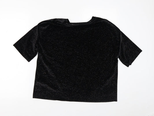 Womens UK Size L Pull&Bear Black Basic T-Shirt