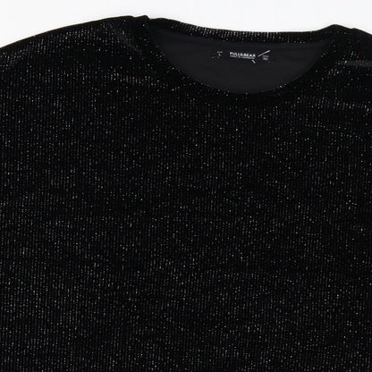 Womens UK Size L Pull&Bear Black Basic T-Shirt