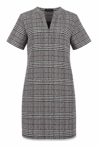 Soyaconcept Womens Grey Plaid Polyester Shift  Size S  V-Neck