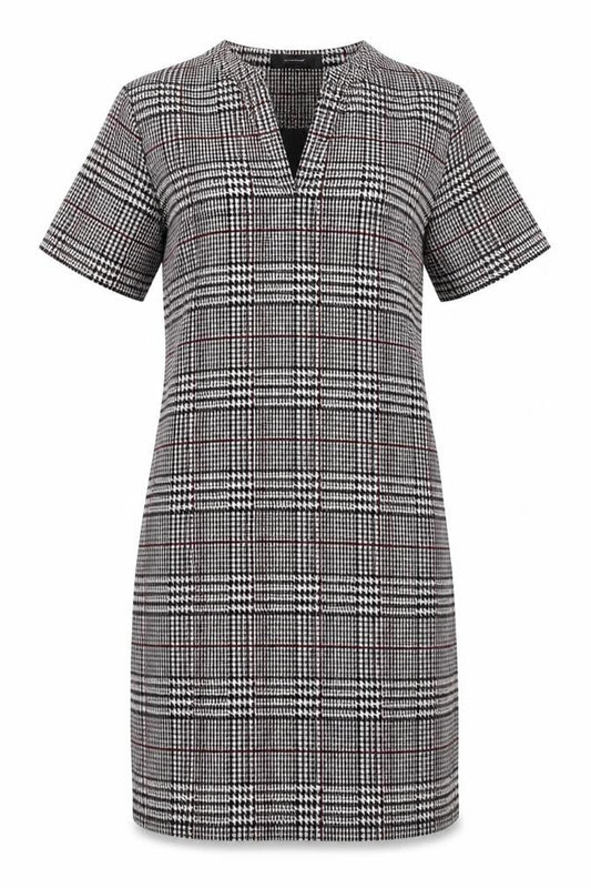 Soyaconcept Womens Grey Plaid Polyester Shift  Size S  V-Neck