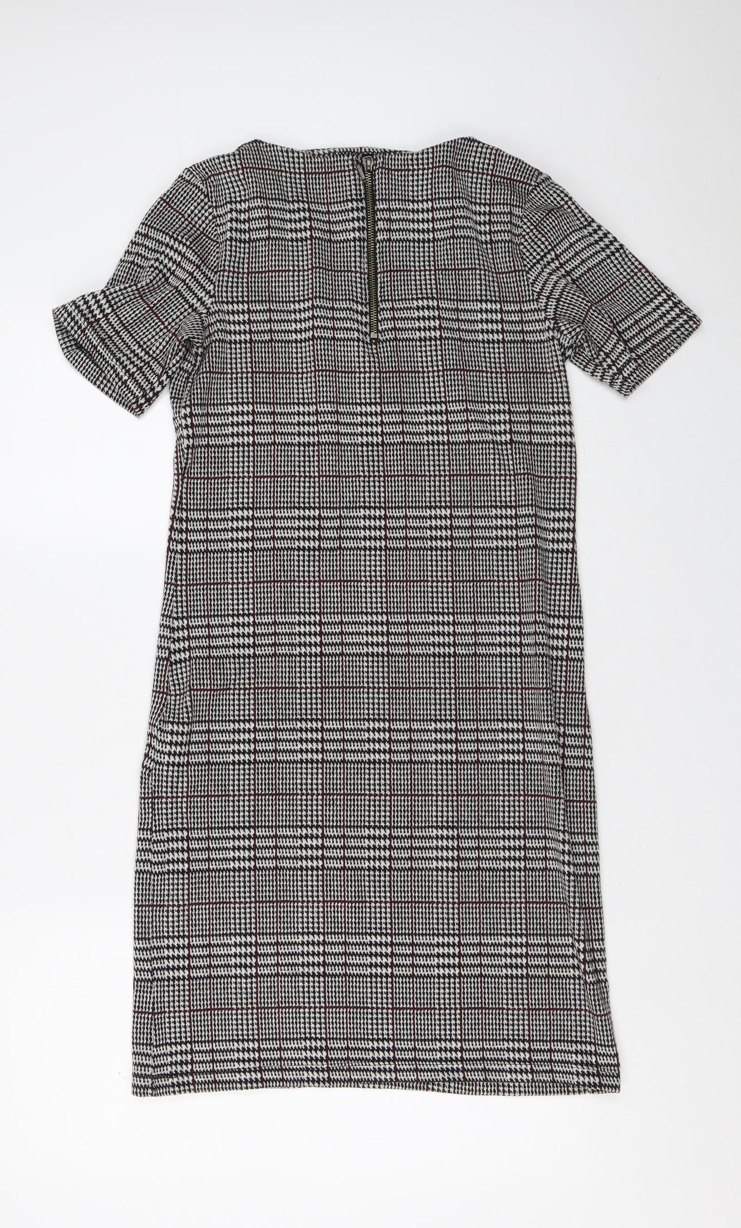 Soyaconcept Womens Grey Plaid Polyester Shift  Size S  V-Neck