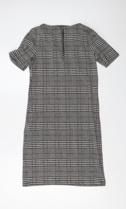 Soyaconcept Womens Grey Plaid Polyester Shift  Size S  V-Neck