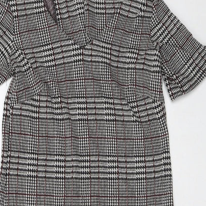 Soyaconcept Womens Grey Plaid Polyester Shift  Size S  V-Neck