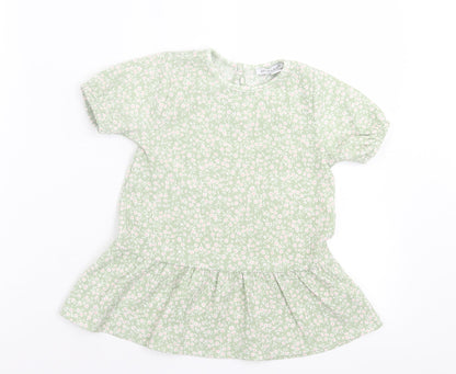 Primark Girls Green Floral Polyester A-Line  Size 2 Years  Crew Neck Pullover