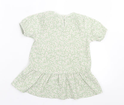 Primark Girls Green Floral Polyester A-Line  Size 2 Years  Crew Neck Pullover