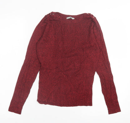 TU Womens Red Boat Neck  Viscose Pullover Jumper Size 8