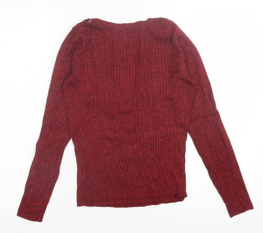 TU Womens Red Boat Neck  Viscose Pullover Jumper Size 8
