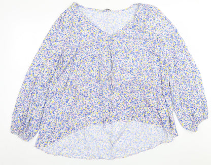 George Womens Multicoloured Floral Viscose Basic Blouse Size 2 V-Neck
