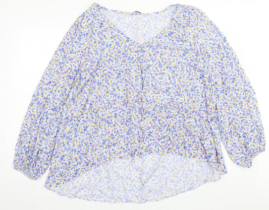 George Womens Multicoloured Floral Viscose Basic Blouse Size 2 V-Neck