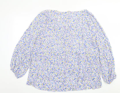 George Womens Multicoloured Floral Viscose Basic Blouse Size 2 V-Neck