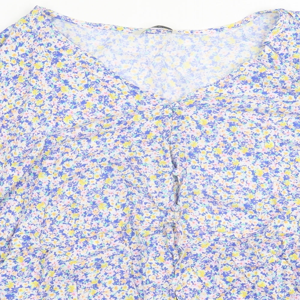 George Womens Multicoloured Floral Viscose Basic Blouse Size 2 V-Neck