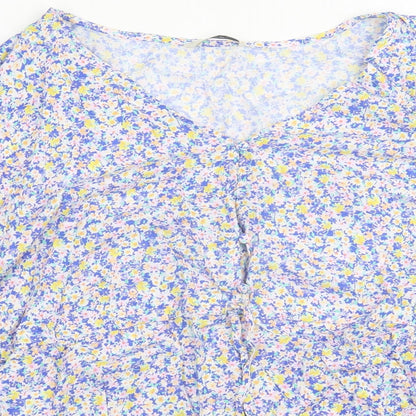 George Womens Multicoloured Floral Viscose Basic Blouse Size 2 V-Neck