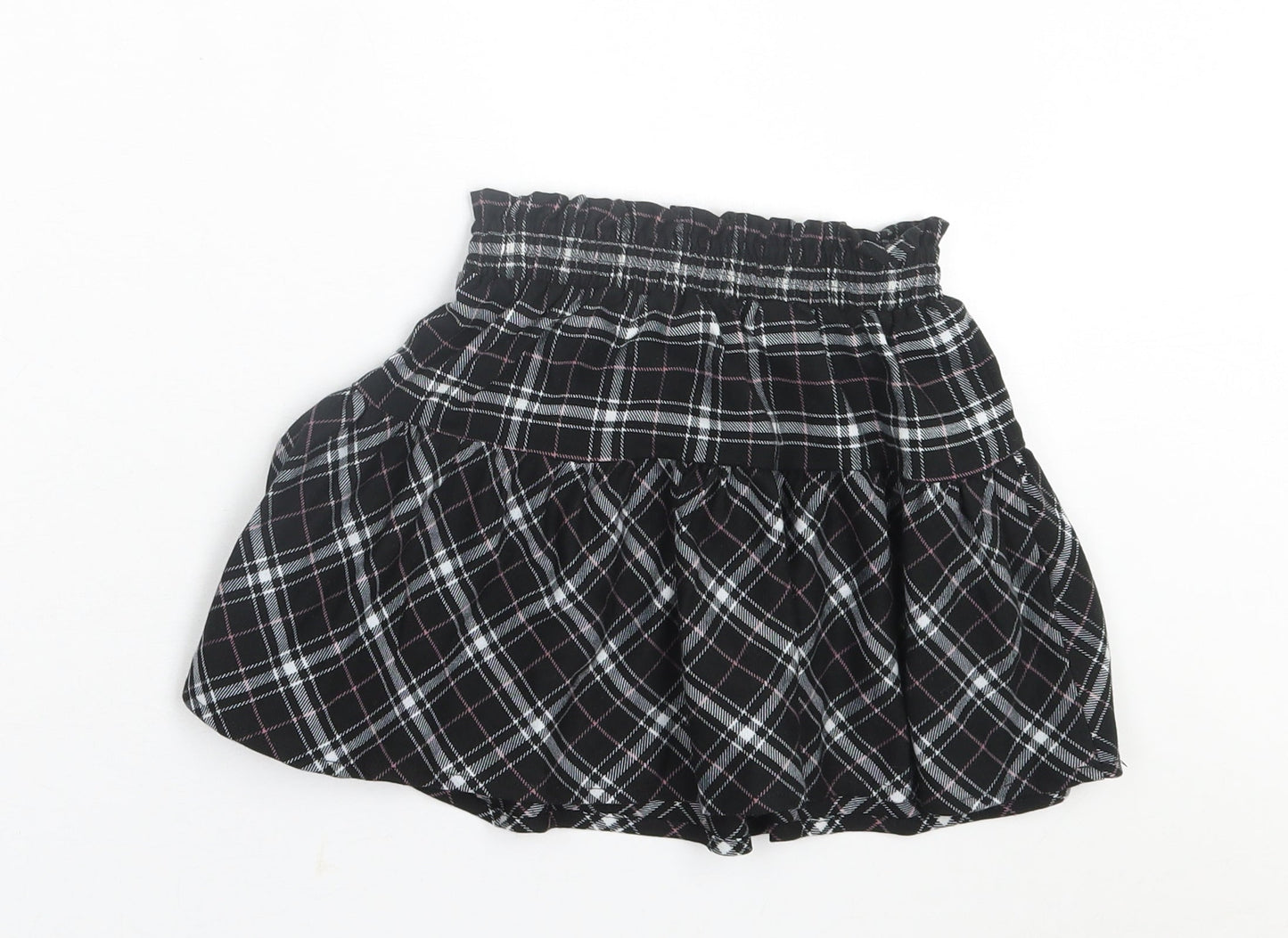 Dunnes Stores Girls Black Plaid Polyester Skater Skirt Size 3-4 Years  Regular Pull On