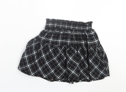 Dunnes Stores Girls Black Plaid Polyester Skater Skirt Size 3-4 Years  Regular Pull On
