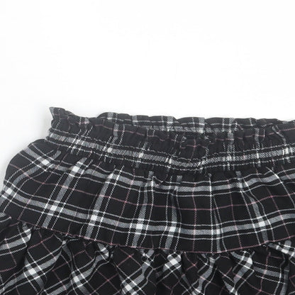 Dunnes Stores Girls Black Plaid Polyester Skater Skirt Size 3-4 Years  Regular Pull On