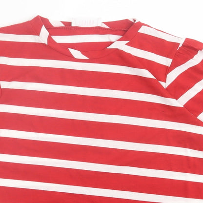 savida Womens Red Striped Polyester Basic T-Shirt Size XS Crew Neck