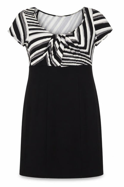 BHS Womens Black Striped Polyester A-Line  Size 12  V-Neck Pullover