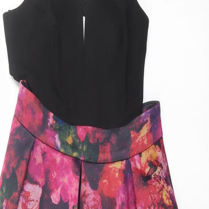 A.B.S Collection Womens Purple Floral Polyester Fit & Flare  Size S  Halter Button