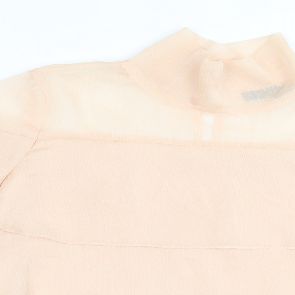 KILKY Womens Beige  Polyester Basic Blouse Size S High Neck