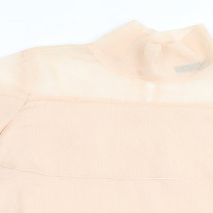 KILKY Womens Beige  Polyester Basic Blouse Size S High Neck