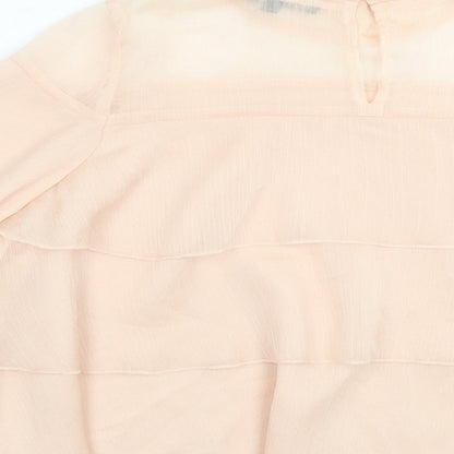 KILKY Womens Beige  Polyester Basic Blouse Size S High Neck