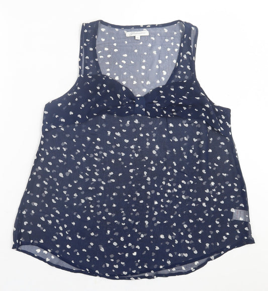 Glamorous Womens Blue Geometric Polyester Basic Tank Size 12 Scoop Neck