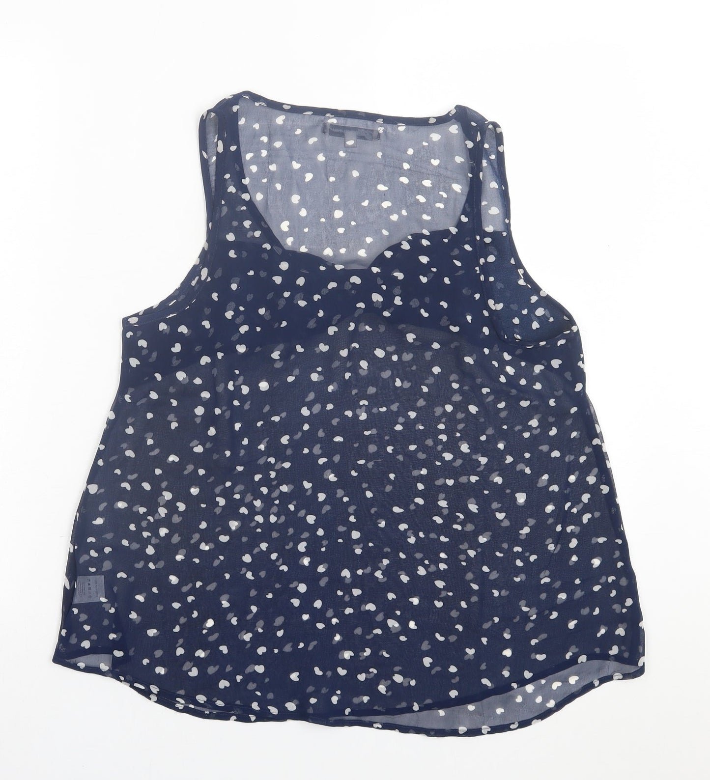 Glamorous Womens Blue Geometric Polyester Basic Tank Size 12 Scoop Neck